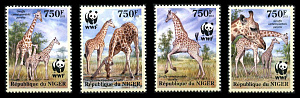 Нигер, 2013, Жирафы, WWF, 4 марки